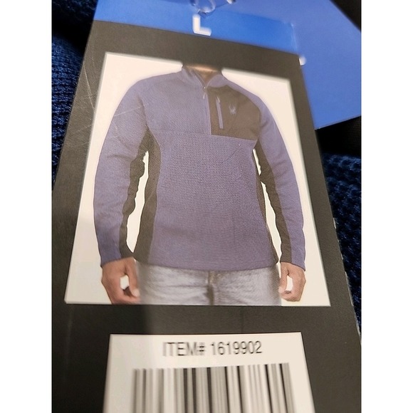 NWT Spyder Men's Half Zip Fleece Lined Pullover Jacket, Blue Large - Picture 3 of 3